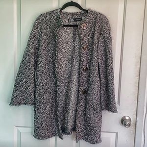 Tweed Knit Zara Sweater Cardigan Good Condition